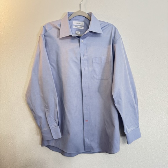 Cremieux 100% Pima‎ Cotton Mens Long Sleeve Shirt Pale  Blue Size 16 X 34 - Picture 1 of 4